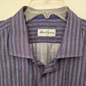 Robert Graham 19 38/39 Tall Men's Purple Striped Shirt